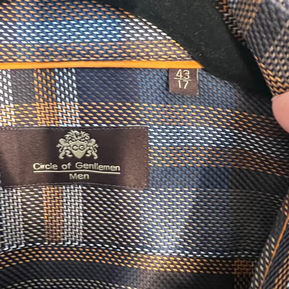 Circle of Gentlemen plaid button front long sleeve dress shirt size 17x43 - Picture 2 of 6